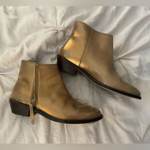 J. Crew Gold Brushed Ankle Boots Size 8